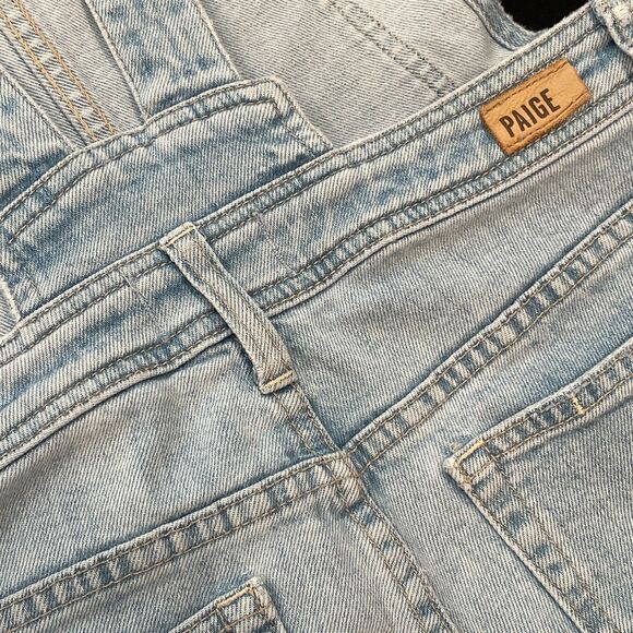 ~ PAIGE XS 26 Overalls Boho Light Blue Wash High Rise Sierra Denim Raw Hem 2 4 - Picture 4 of 16